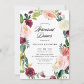 Burgund Blush Blumengarten Herbst Probe Abendessen Einladung (Vorderseite)