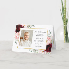 Burgund Blush Blumengrün Fotos Beerdigung Programm