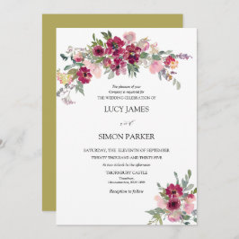 Burgund Blush Blumenstrauß Hochzeit Einladung