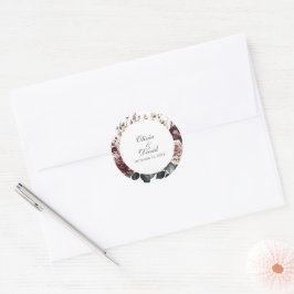 Burgund & Blush Boho Runde Hochzeit Runder Aufkleber
