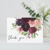 Burgund & Blush Dankeskarte (Stehend Vorderseite)