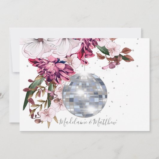 Burgund Blush Disco Hochzeitsfeiern Save the Date (Rückseite)