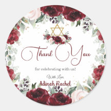 Burgund Blush Floral Bat Mitzvah Star von David