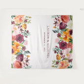 Burgund Blush Floral Hintergrund | Foto Booth Prop Wandteppich (Vorderseite (Horizontal))