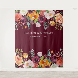 Burgund Blush Floral Hintergrund Foto Booth Prop Wandteppich