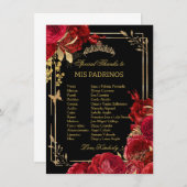 Burgund Blush Floral QUINCEAÑERA Padrinos Card Einladung (Vorne/Hinten)