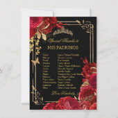Burgund Blush Floral QUINCEAÑERA Padrinos Card Einladung (Vorderseite)
