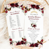 Burgund Blush Floral QUINCEAÑERA Veranstaltungsrei Programm