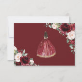 Burgund Blush Floral Quinceñera Prinzessin Antwort (Rückseite)