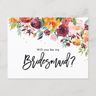 Burgund Blush Floral werden Sie meine Bridesmaid Einladungspostkarte