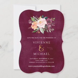 Burgund Blush   Florale Hochzeit - Merken Sie sich Save The Date