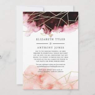 Burgund & Blush Geometric Reduced Wedding Gäste Ankündigung