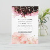 Burgund & Blush Geometric Reduced Wedding Gäste Ankündigung (Stehend Vorderseite)