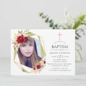 Burgund & Blush Geometrische Taufe oder Weihnachte Einladung (Stehend Vorderseite)