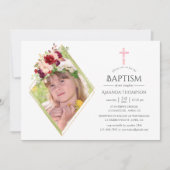 Burgund & Blush Geometrische Taufe oder Weihnachte Einladung (Vorderseite)