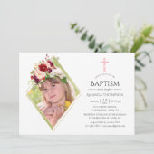 Burgund & Blush Geometrische Taufe oder Weihnachte Einladung (Stehend Vorderseite)