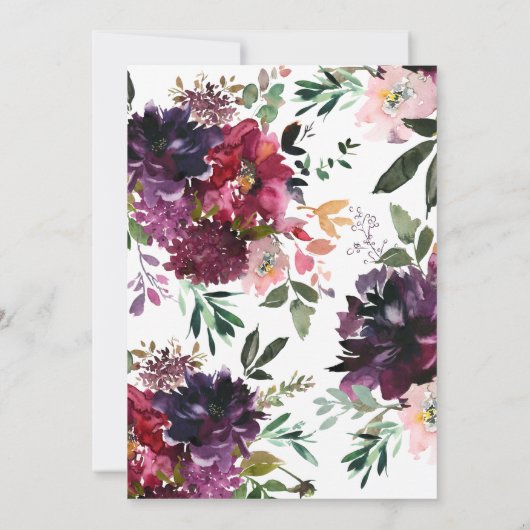 Burgund Blush Girl Taufe Einladung (Rückseite)