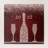Burgund Blush Glitzer Champagne Toast 2022 Puzzle (Vertikal)