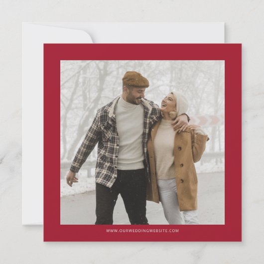 Burgund Blush Gold Floral Foto Save the Date Ankündigung (Rückseite)