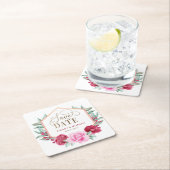 Burgund Blush Gold Floral Save the Date Rechteckiger Pappuntersetzer (Vor Ort)