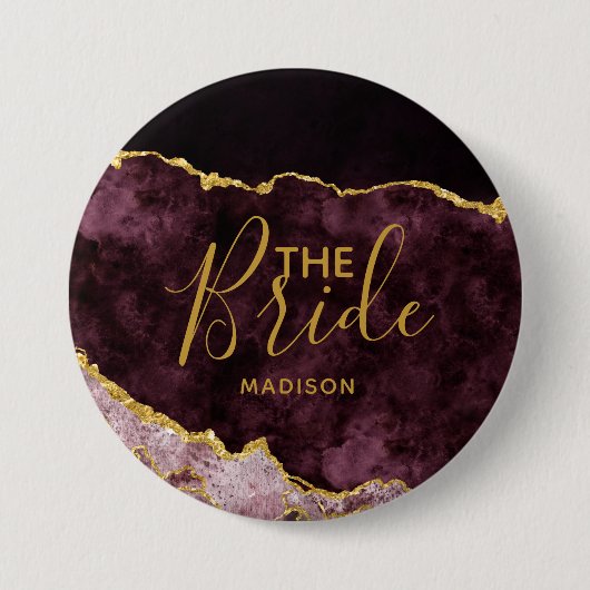 Burgund Blush Gold Foil Agate Marmorroute - The Br Button (Vorderseite)