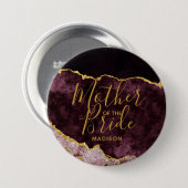 Burgund Blush Gold Foil Agate Mutter der Braut Button (Vorne & Hinten)