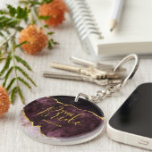 Burgund Blush & Gold Foil Falknerei Schlüsselanhänger (Vorderseite rechts)