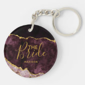 Burgund Blush & Gold Foil Falknerei Schlüsselanhänger (Rückseite)
