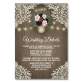 Burgund Blush Gold Mason Jar Wedding Karten (Vorderseite)