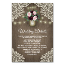 Burgund Blush Gold Mason Jar Wedding Karten