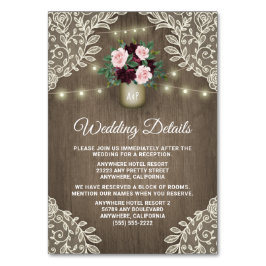 Burgund Blush Gold Mason Jar Wedding Karten