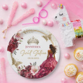 Burgund Blush Gold Prinzessin Blumensüß 16 Pappteller (Party)