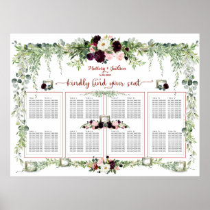 Burgund Blush Greenery Garland 160 Gästebetten Poster