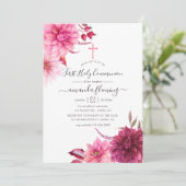 Burgund & Blush Herbst Herbst Heilige Kommune Flor Einladung (Stehend Vorderseite)