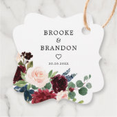 Burgund Blush Navy Bloral Blossom Brautparty Geschenkanhänger (Rückseite)