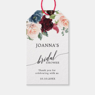 Burgund Blush Navy Bloral Blossom Brautparty Geschenkanhänger