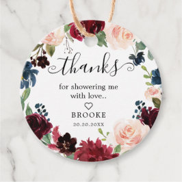 Burgund Blush Navy Bloral Blossom Brautparty Geschenkanhänger