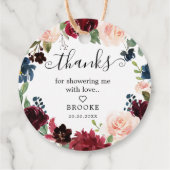 Burgund Blush Navy Bloral Blossom Brautparty Geschenkanhänger (Rückseite)