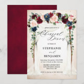 Burgund Blush Navy Blumenkanopie Probe Dinner Einladung (Vorne/Hinten)