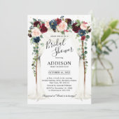 Burgund Blush Navy Brautparty Einladung (Stehend Vorderseite)