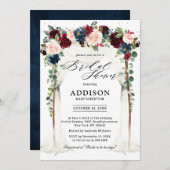 Burgund Blush Navy Brautparty Einladung (Vorne/Hinten)