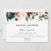 Burgund Blush Navy Fall Floral Brautparty Einladung (Vorderseite)