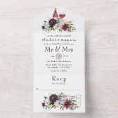 Burgund, Blush & Navy Weinprobe Hochzeit All In One Einladung (Innen Boden)