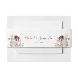 Burgund Blush Peony und Rose Hochzeit Einladungsbanderole