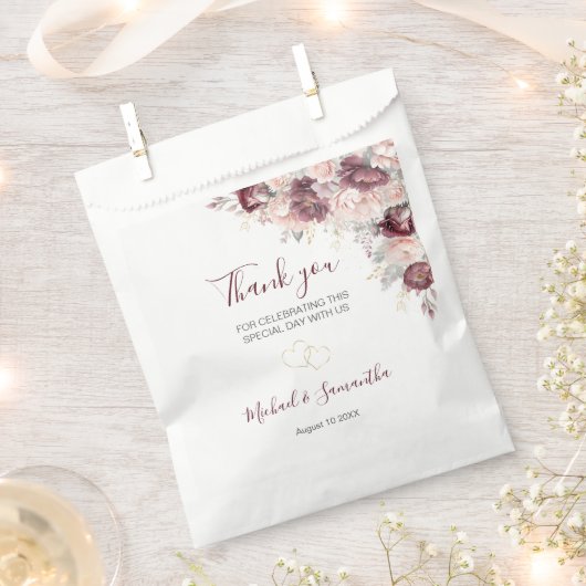 Burgund Blush Peony und Rose Hochzeit Geschenktütchen (Ausgeschnitten)