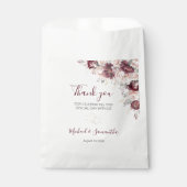 Burgund Blush Peony und Rose Hochzeit Geschenktütchen (Vorderseite)