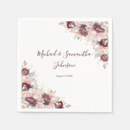 Burgund Blush Peony und Rose Hochzeit Serviette