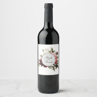 Burgund & Blush Pfingstrosen Bouquet Geschenktüte Weinetikett