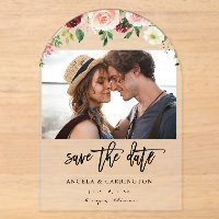 Burgund & Blush Pink 4 Foto Save the Date