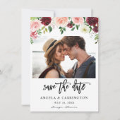 Burgund & Blush Pink 4 Save the Date Foto (Vorderseite)